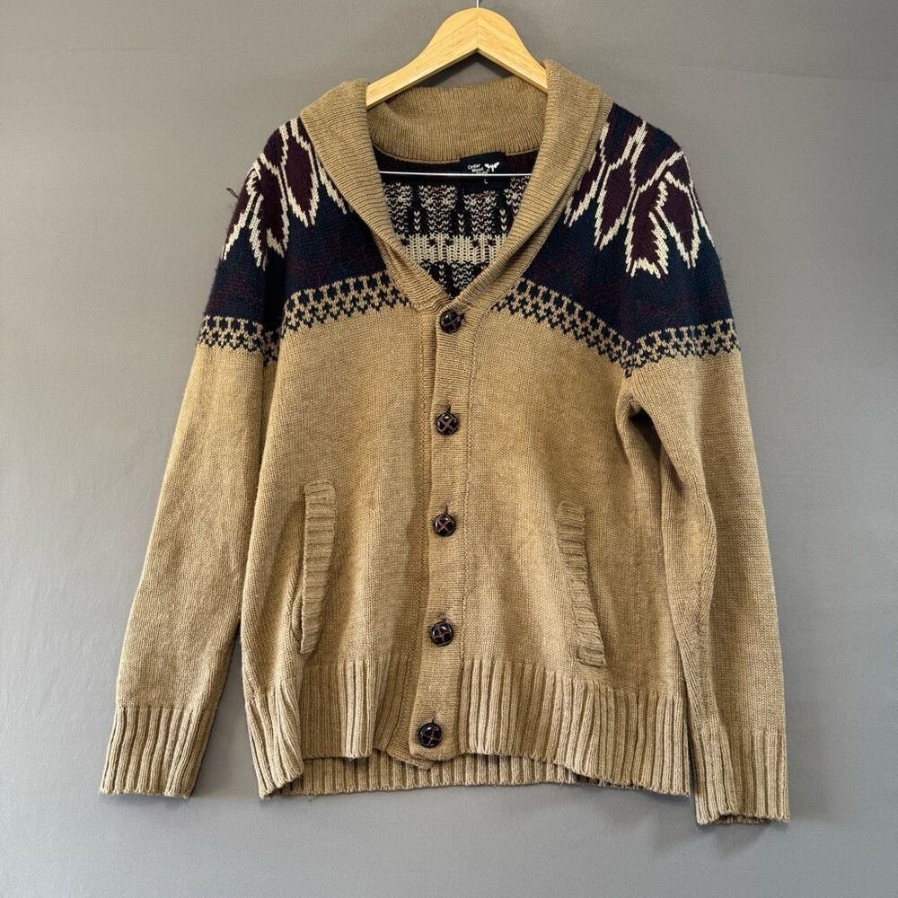 Cedar Wood State Men’s Button Up Sweater Size Large Front Pockets Cardigan Style